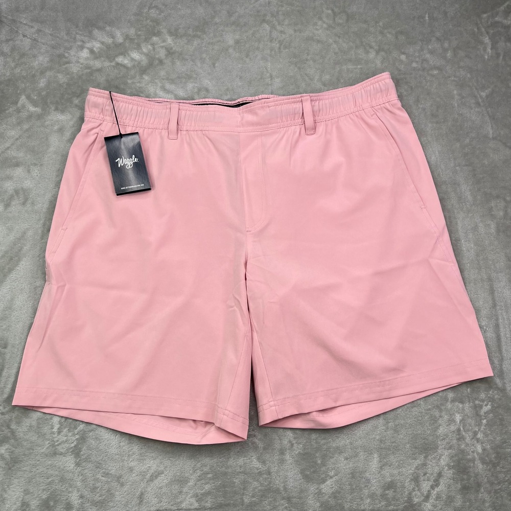 Waggle Golf Shorts Mens 2XL Pink Solid Performance‎ Stretch Drawstring Waist